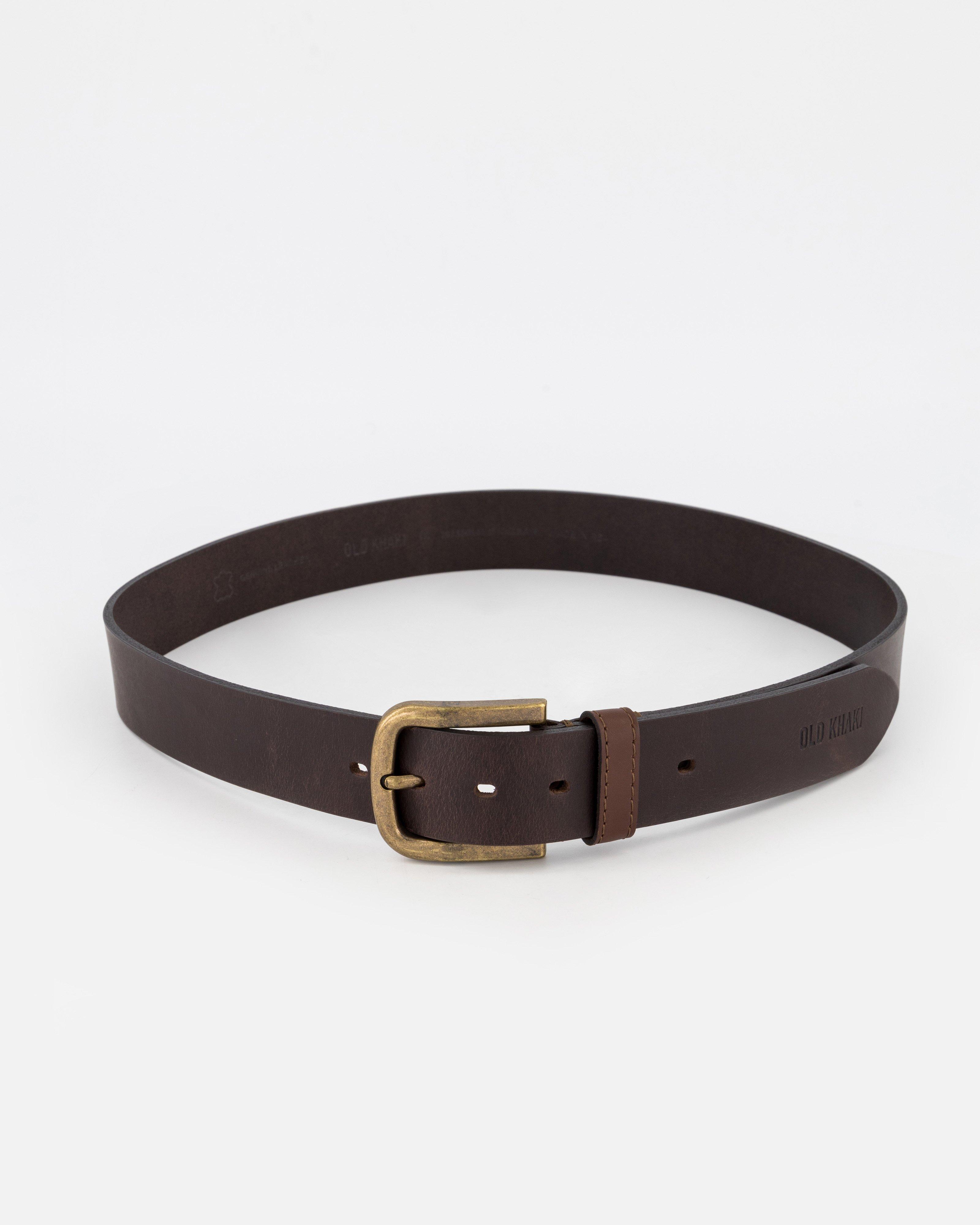 Men's Ronny Tacking Detail Leather Belt | Old Khaki