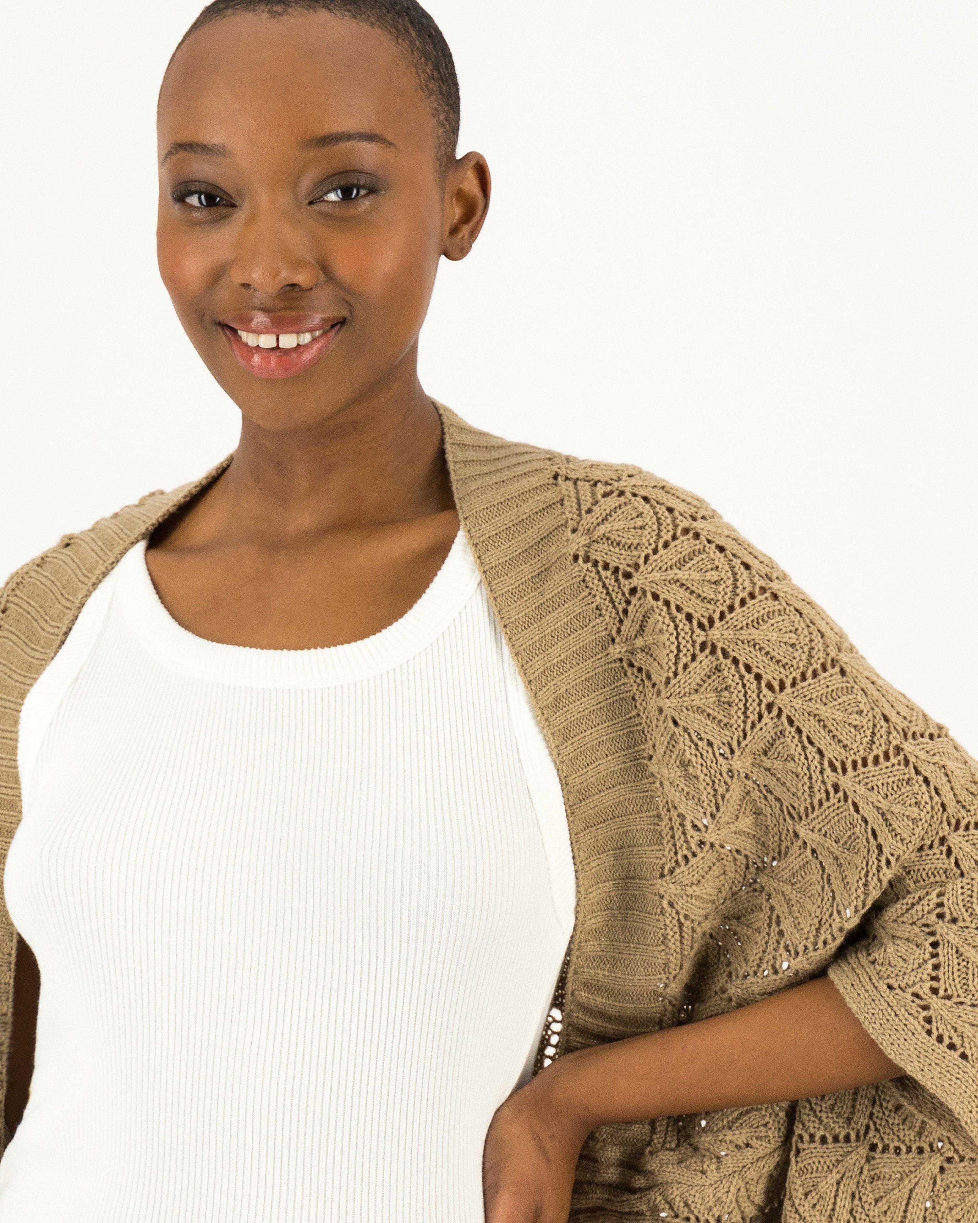 Women's Fay Knitted Shrug Kimono | Old Khaki