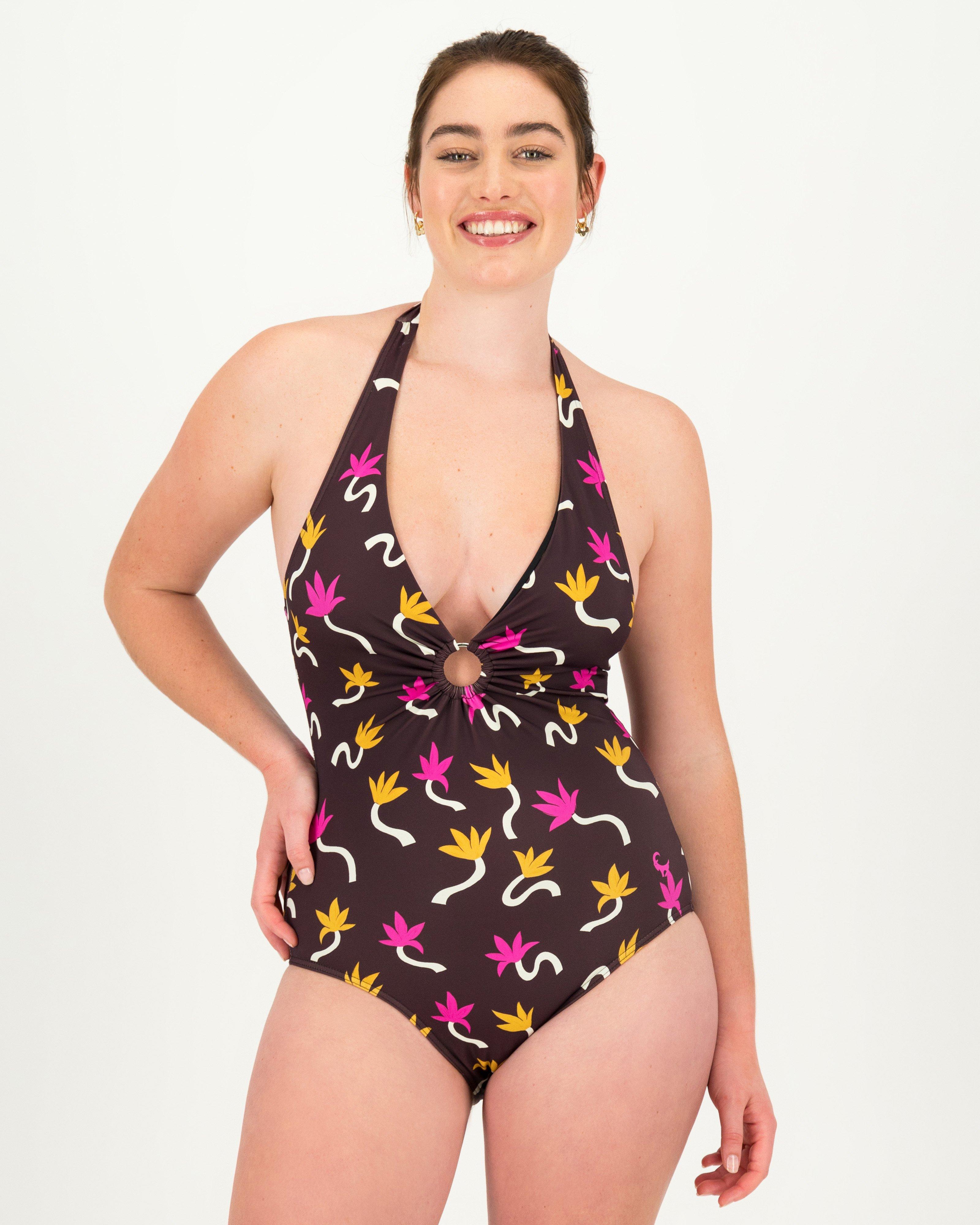 Women's Suki Halter One-Piece Swimsuit -  Chocolate