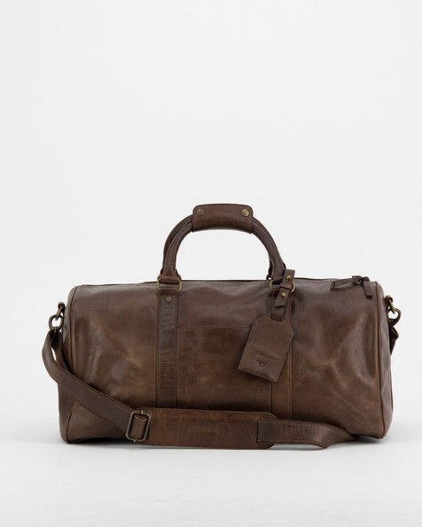 Men's Boris Leather Weekender Bag -  brown