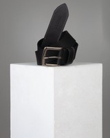 Talon Stitch Detail Leather Belt -  black
