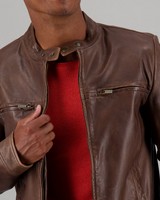 Men's Gino Leather Jacket -  tan