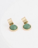 Bar and Circle Drop Earrings -  emerald