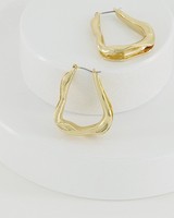 Pleated Triangular Hoop Earrings -  gold