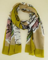 Phoebe Illustrated Floral Scarf -  yellow