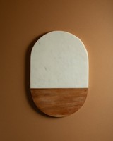 Pill Shaped Marble & Wood Board -  white