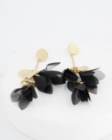 Fabric Tassel Drop Earrings -  black