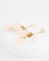 Fabric Tassel Drop Earrings -  lightpink