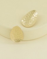 Oval Beaten Metal Stud Earrings -  gold