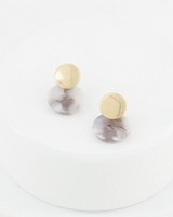 Dome and Resin Stud Earrings -  grey
