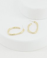 Irregular Oval Hoop Earrings -  gold