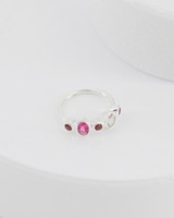 Garnet and Pink Quartz Ring -  pink