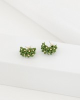 Clustered Floral Hoop Earrings -  olive