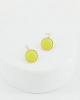Lemon Jade Stone Circle Earrings -  yellow