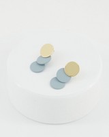 Rubberized Circle Tier Drop Earrings -  lightblue