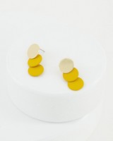 Rubberized Circle Tier Drop Earrings -  yellow