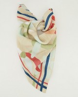 Mila Pleated Floral Scarf -  camel