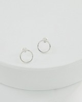 Silver Circle Stud Earrings -  silver