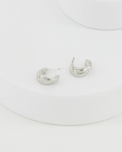  Double Strand Hoop Earrings -  silver