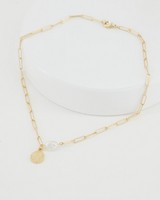 Delicate Chain & Pearl Necklace -  milk