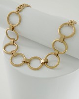 Circle Chain Link Bib Necklace -  gold