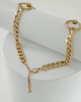 Circle Chain Link Bib Necklace -  gold