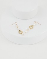 Asymmetric Linear Drop Pearl Earrings -  milk