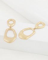 Organic Outline Double Drop Earrings -  gold