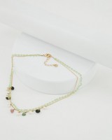 Multi-Stone Multi-Chain Necklace -  green