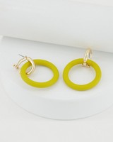 Yellow Epoxy Ring Drop Earrings -  yellow