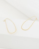 Long Gold-Plated Loop Earrings -  gold