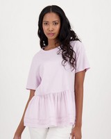 Poetry Amber Peplum Knit Top -  lilac