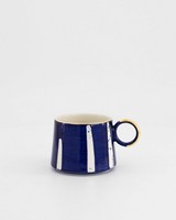 Wide Stripe Blue & Gold Mug -  blue
