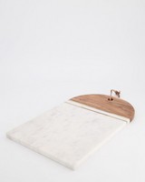 White Marble, Brass & Wood Board -  white