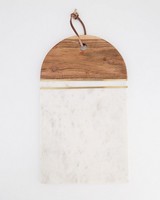 White Marble, Brass & Wood Board -  white