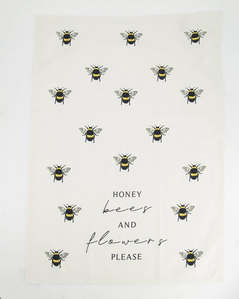 Honey Bees & Flowers Please Tea Towel -  assorted
