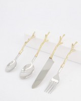 24-Piece Twig Cutlery Set -  gold