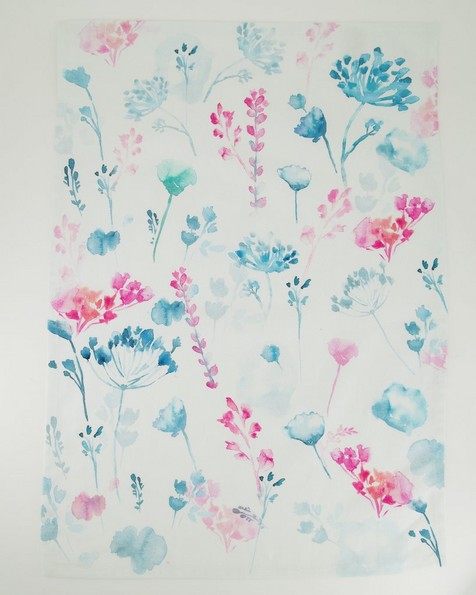 Watercolour Floral Tea Towel -  assorted