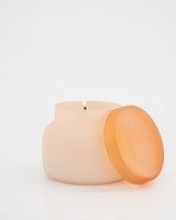 Frosted Glass Candle With Lid -  peach