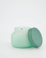 Frosted Glass Candle With Lid -  sage
