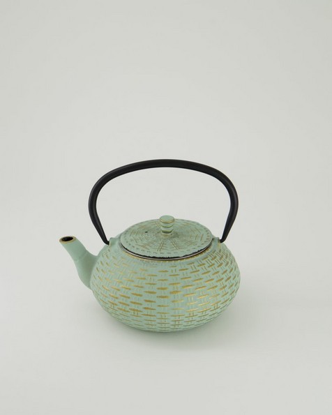 Gold Patterned Cast Iron Teapot -  gold