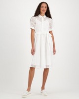 Grace Schiffli Dress -  white