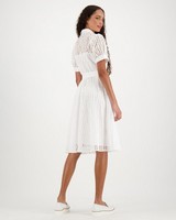 Grace Schiffli Dress -  white