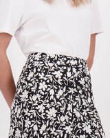 Ola Floral Skirt -  black