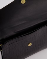 Garia Crocodile Leather Crossbody Bag -  black