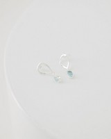 Blue Topaz Oval Droplet Earrings -  silver