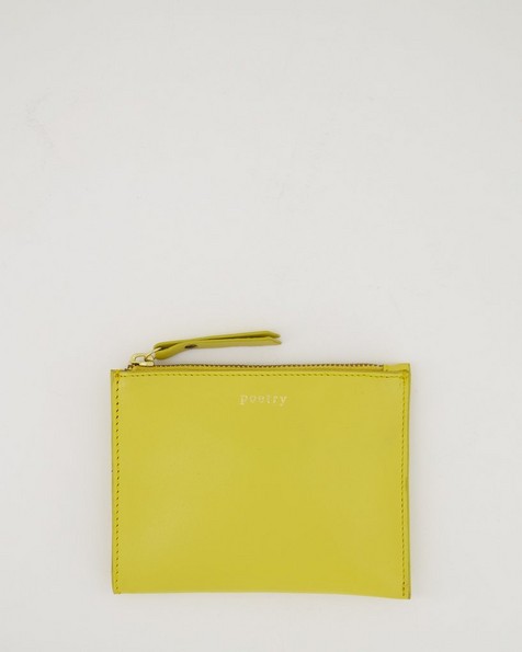 Marrian Plain Leather Pouch -  yellow