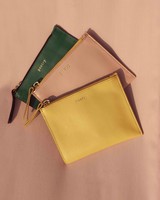 Marrian Plain Leather Pouch -  yellow