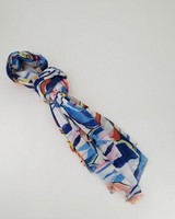 Cai Bold Outlined Floral Scarf -  blue