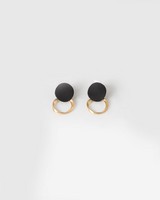 Twisted Disk Earrings -  black